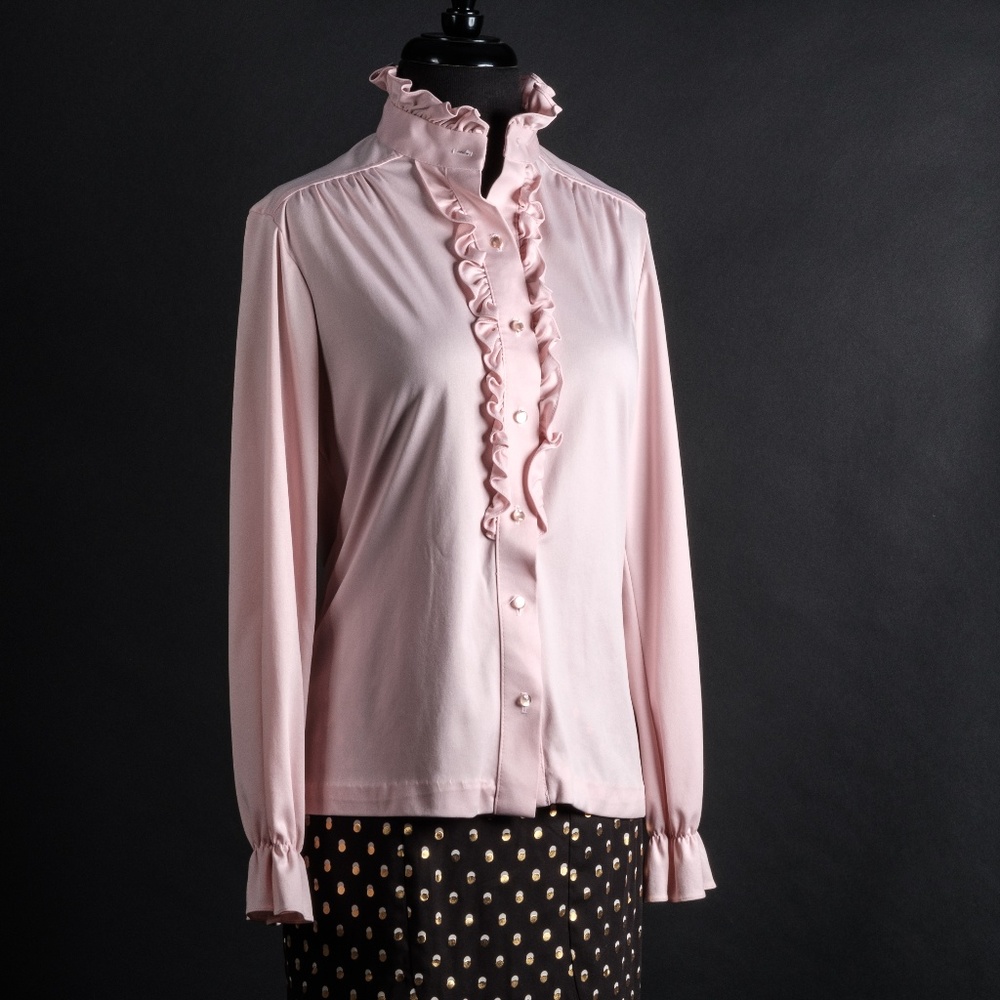 ruffled pink vintage blouse